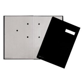 Unterschriftsmappe, 20tlg., schwarz, DIN A4, Eco-Einband, grauer Löschkarton, 3 Sichtlöcher