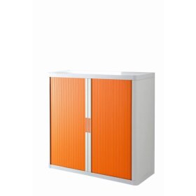 Rolladenschrank Stecksystem easyOffice, 1 m, 2 Fachböden, 110 x 104 x 41,5 cm, ohne Wekzeug etc. aufzubauen, weiß / orange