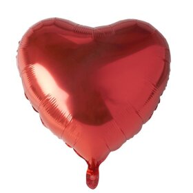 Folienlufballon, Ø 45cm, "Heart",rot, mit selbstschließendem Ventil, problemloses wieder befüllen mit Luftoder Helium