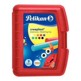 Kinderknete Creaplast, neue Ausführung 2014, 14 Stangen in 9 Farben, sortiert, in rot-transparenter Kunststoffbox