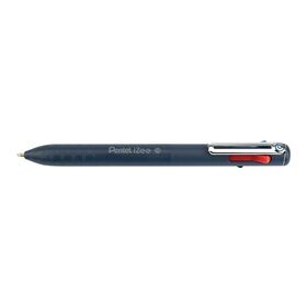 Mehrfarb-Kugelschreiber mit Metallclip, Strichstärke: 0,5mm, dunkelblau, Schreibfarben: schwarz, rot, blau, grün, nachfüllbar mit Mine BXS10