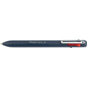 Mehrfarb-Kugelschreiber mit Metallclip, Strichstärke: 0,5mm, dunkelblau, Schreibfarben: schwarz, rot, blau, grün, nachfüllbar mit Mine BXS10