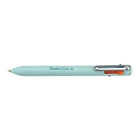 Mehrfarb-Kugelschreiber mit Metallclip, Strichstärke: 0,5mm, hellblau, Schreibfarben: schwarz, rot, blau, grün, nachfüllbar mit Mine BXS10