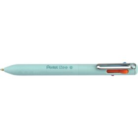 Mehrfarb-Kugelschreiber mit Metallclip, Strichstärke: 0,5mm, hellblau, Schreibfarben: schwarz, rot, blau, grün, nachfüllbar mit Mine BXS10