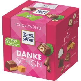 Ritter Sport Schokowürfel Dankeschön, 22er Geschenkverpackung mit gefüllter Schokolade