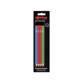 Bleistift COREpro, HB, 8er Blister, je 2x blau und grün, 4x rot