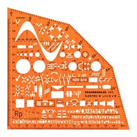 Ausbildungsschablone Elektro, Symbole für Elektroinstallation nach DIN40716, orange