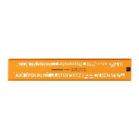 Schriftschablone, Schrifthöhe 5.0 mm, H-Profil, ISO 3098/1B, DIN6776 Schriftform Typ B = Mittelschrift gerade, aus Cellidor, orange