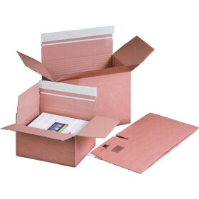Fixkarton, DIN A4, haftklebend, Aufreißfaden, mit Automatikboden, Innenmaß: 304 x 216 x 130-220 mm, braun