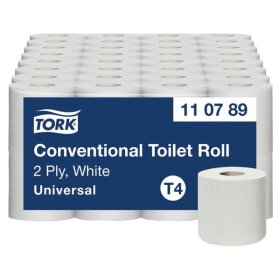Toilettenpapier Universal, 2-lagig, weiß, System-T4, Prägung, 250 Blatt/Rolle, 8 Rollen/Packung