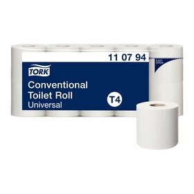 Toilettenpapier Universal, 2-lagig, weiß, System-T4, Prägung, 250 Blatt/Rolle, 10 Rollen/Packung