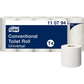 Toilettenpapier Universal, 2-lagig, weiß, System-T4, Prägung, 250 Blatt/Rolle, 10 Rollen/Packung