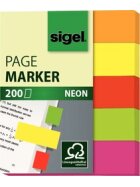 Haftmarker,Papier, Neon, 12 x 60 mm, 5 Farben im Pocket, orange, gelb, rot, pink, VE = 200 Marker