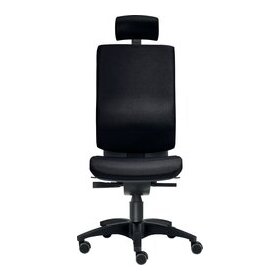 Bürodrehstuhl Cube L, Kopfstütze, Nutzergewicht bis 120 kg, ohne Armlehnen, DIN-Komfort-Sitz, Teppichbodenrollen, schwarz