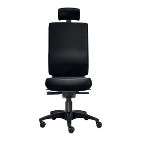Bürodrehstuhl Cube L, Kopfstütze, Nutzergewicht bis 120 kg, ohne Armlehnen, Bandscheiben-Sitz, Teppichbodenrollen, schwarz