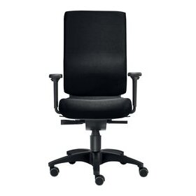 Bürodrehstuhl Cube M, Nutzergewicht bis 120 kg, mit Armlehnen, Bandscheiben-Sitz, Teppichbodenrollen, schwarz