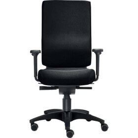 Bürodrehstuhl Cube M, Nutzergewicht bis 120 kg, mit Armlehnen, Bandscheiben-Sitz, Teppichbodenrollen, schwarz