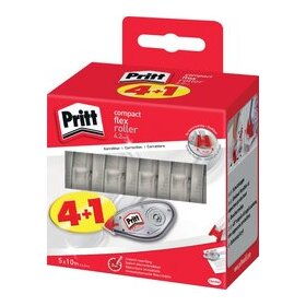Pritt Compact Flex Korrekturroller, 4,2 mm x 10 m, Einweg, 5er Promo-Pack