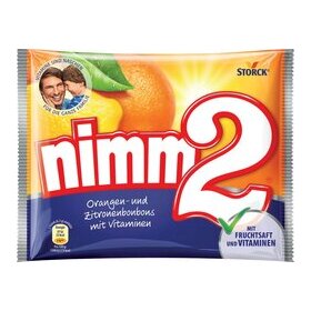 Nimm2 Bonbon, 240 g, mit Orange und Zitrone gefüllte Fruchtbonbons