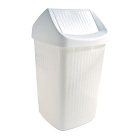 Schwingdeckelabfallbehälter, 25 Liter, mit Klappe, aus Polystyrol, weiß