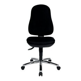 Bürodrehstuhl Support SY, Rückenlehne/Sitz gepolstert schwarz, Fußkreuz verchromt poliert, Bandscheibensitz, Nutzergewicht bis 110 kg