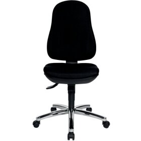 Bürodrehstuhl Support SY, Rückenlehne/Sitz gepolstert schwarz, Fußkreuz verchromt poliert, Bandscheibensitz, Nutzergewicht bis 110 kg