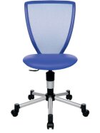 Drehstuhl Junior Titan, Rückenlehne netzbezogen blau, Sitz gepolstert blau lederähnlicher Stoff, Fußkreuz Kunststoff silber, Nutzergewicht bis 60 kg