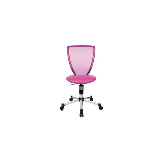 Drehstuhl Junior Titan, Rückenlehne netzbezogen pink, Sitz gepolstert pink lederähnlicher Stoff, Fußkreuz Kunststoff silber, Nutzergewicht bis 60 kg