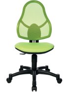 Drehstuhl Junior Open Art, Rückenlehne netzbezogen apfelgrün, Sitz gepolstert schwarz, Fußkreuz Kunststoff schwarz, Nutzergewicht bis 60 kg, Nutzergröße bis 1,59 m