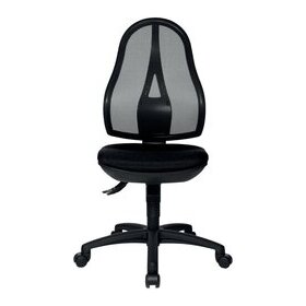 Bürodrehstuhl Open Point SY, Rückenlehne netzbespannt schwarz, Sitz gepolstert schwarz, Fußkreuz Kunstsstoff schwarz, Nutzergewicht bis 110 kg