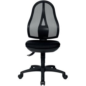 Bürodrehstuhl Open Point SY, Rückenlehne netzbespannt schwarz, Sitz gepolstert schwarz, Fußkreuz Kunstsstoff schwarz, Nutzergewicht bis 110 kg