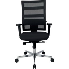 Bürodrehstuhl Sitness X-Pander Plus, Armlehnen, Rückenlehne netzbespannt schwarz, Sitz gepolstert schwarz, Fußkreuz Alu poliert, Nutzergewicht bis 110 kg