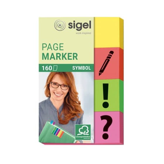 SIGEL Page Marker Symbol - 50 x 20 mm, sortiert, 4x 40 Streifen
