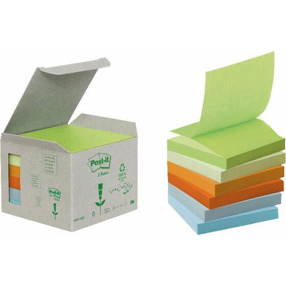 Post-it® Recycling Z-Notes - 76 x 76 mm, pastellfarben (sortiert)