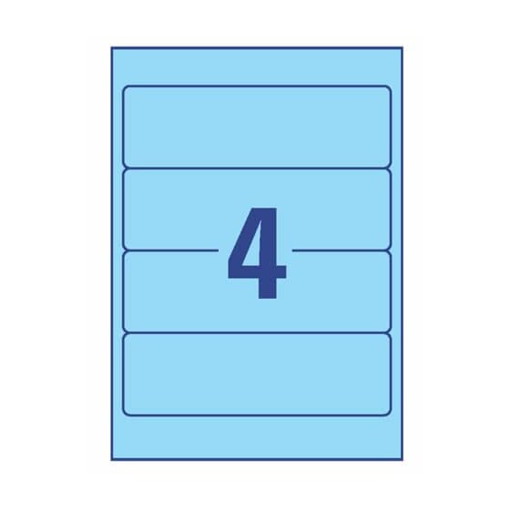 Avery Zweckform® L4767-20 Ordner-Etiketten - breit/kurz, (A4 - 20 Blatt) 80 Stück, blau