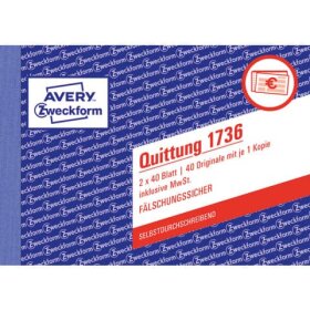 Avery Zweckform® 1736 Quittung inkl. MwSt. - A6 quer,...
