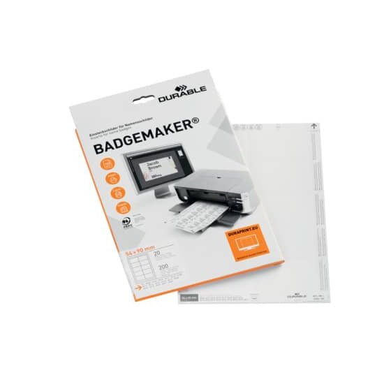 Durable BADGEMAKER® Einsteckschilder - 54 x 90 mm, weiß