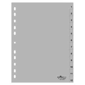 Durable Zahlenregister - PP, 1 - 12, grau, A4, 12 Blatt