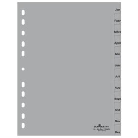 Durable Monatsregister - Jan. - Dez., A4, PP, grau, 12 Blatt