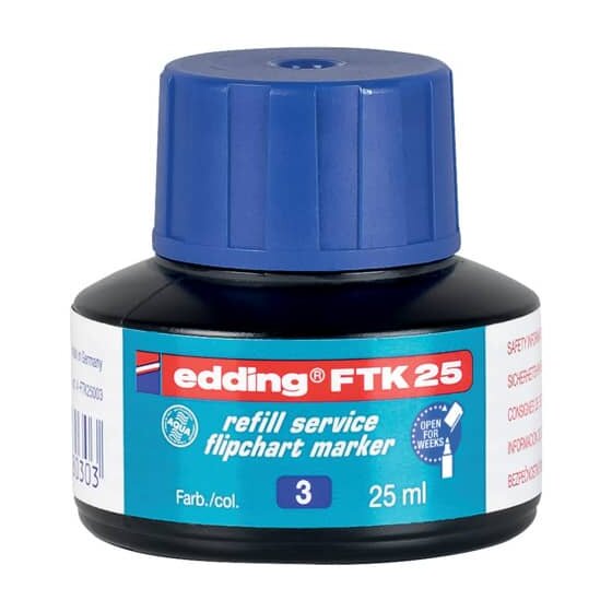 Edding FTK 25 Nachfülltusche - für Flipchartmarker, 25 ml, blau