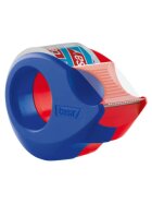 tesa® Handabroller Mini - 10 m : 19 mm, rot-blau