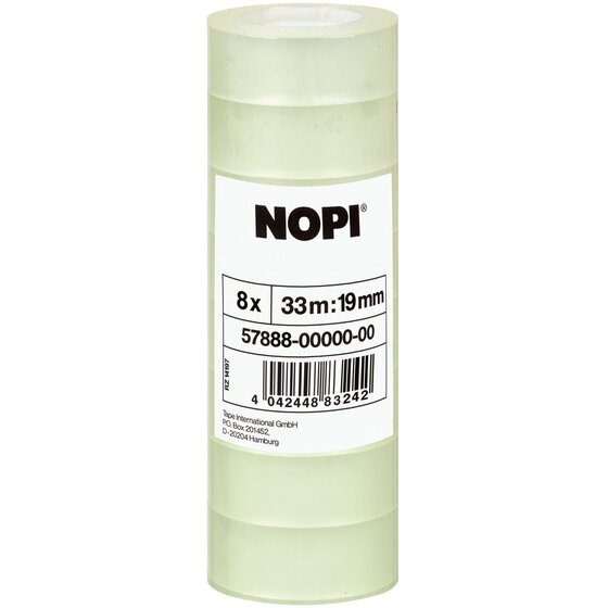 Nopi Klebefilm NOPI® transparent, PP, unsichtbar, Bandgröße (L x B): 33 m x 19 mm