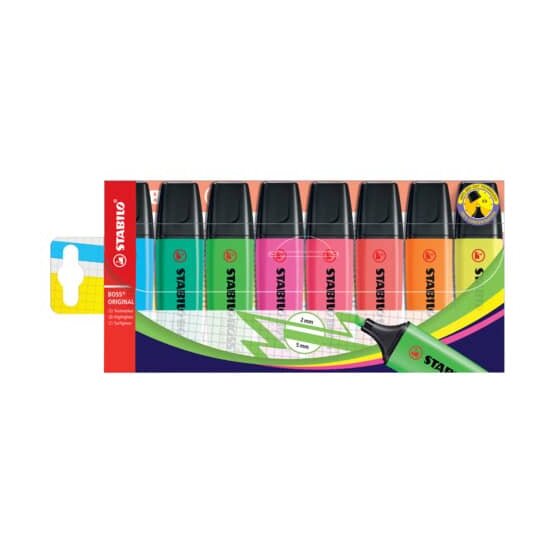 STABILO® Textmarker - BOSS ORIGINAL - 8er Pack - mit 8 verschiedenen Farben