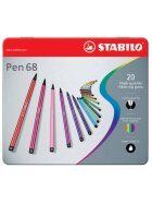 STABILO® Premium-Filzstift - Pen 68 - 20er Metalletui - mit 20 verschiedenen Farben